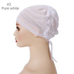 YS002  New solid color gauze binding primer cap Breathable elastic elastic strap small cap gauze gauze primer non-slip cap