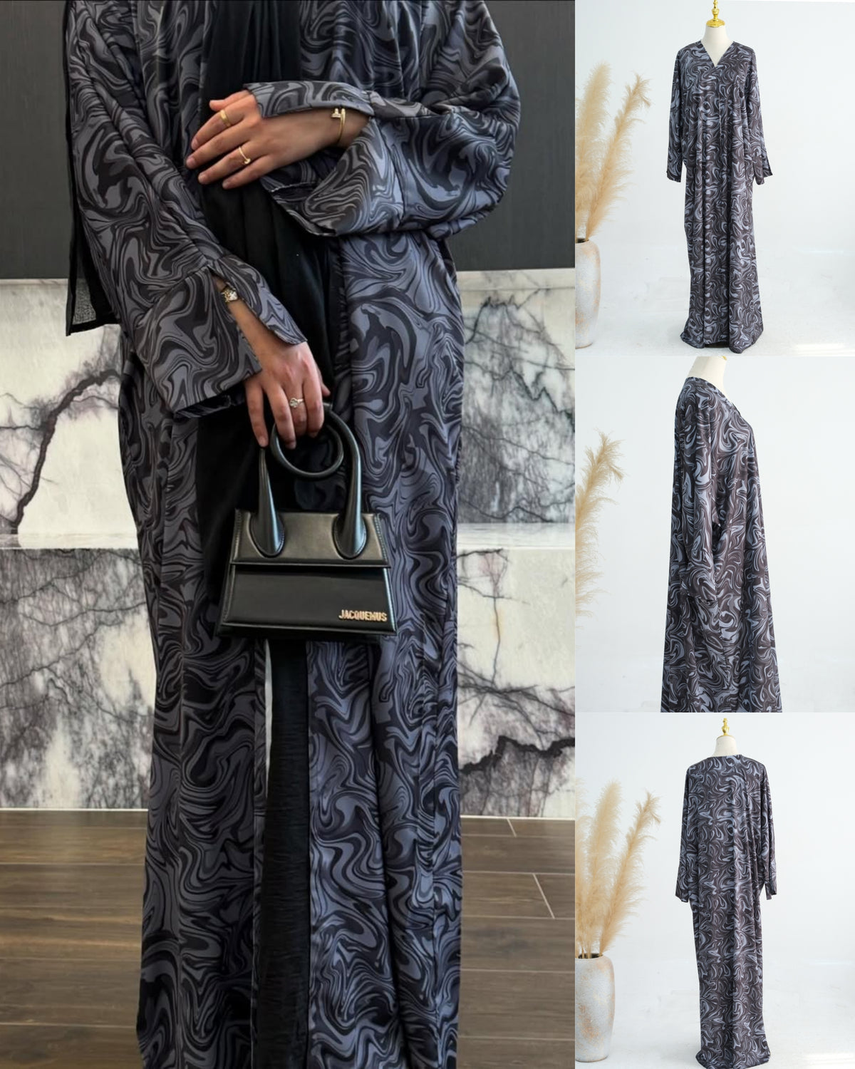 LR976 Printed boutonniere ankle length dress