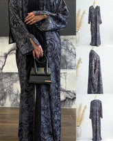 LR976 Printed boutonniere ankle length dress