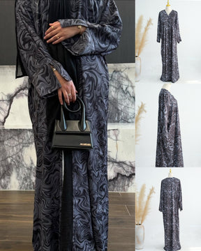 LR976 Printed boutonniere ankle length dress
