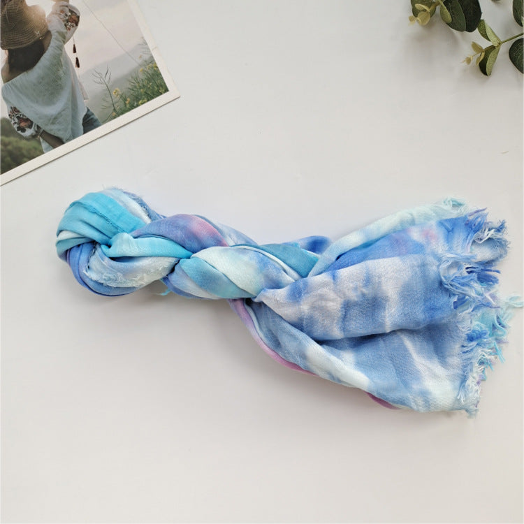 JY-77  Ethnic  style handmade tie-dyed scarf comfortable shawl outside the decorative seaside scarf