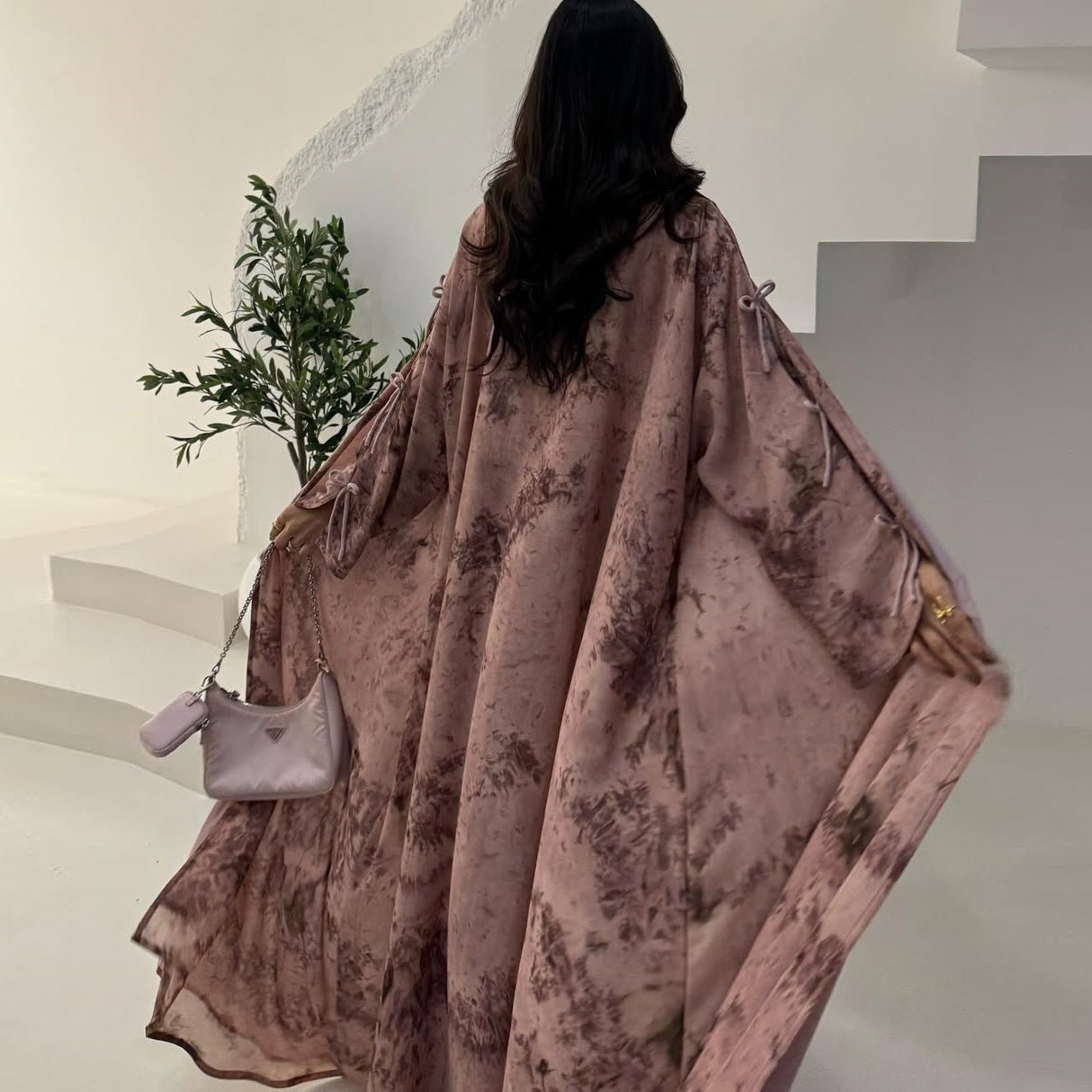 MQ181  Muslim print abaya with hijab two piece set