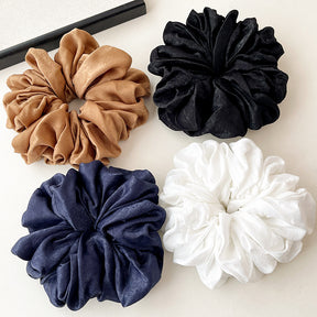 YF001  Oversized Crinkled Satin Scrunchie Hair Tie