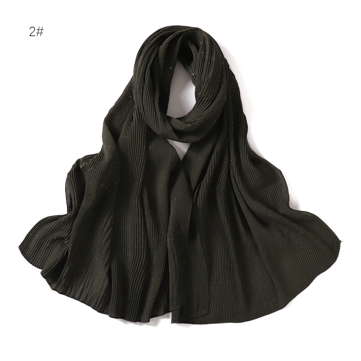 YZ220  Pure color sprinkling silver glitter crease compound chiffon long scarf monochrome pleated headscarf