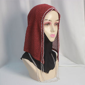 PTKCM  Fashion Beaded Chain Hollow-out Woolen Jersey Cap