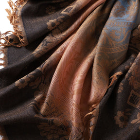 TH05-047  Rainbow Gradient Paisley Jacquard Tassel Viscose Hijab