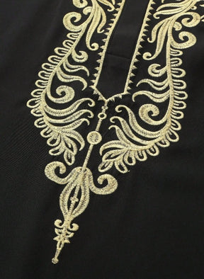 524859  Men's long-sleeve embroidered stand-collar long shirt