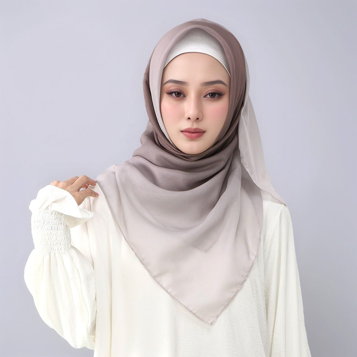 FH164  110*110cm  Printed Ombre Voile Square Scarf