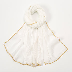 VS787  Cross-border sales of pure color crumpled simple scarf spring and summer new Malay Indonesia ladies crumpled edge long scarf in stock