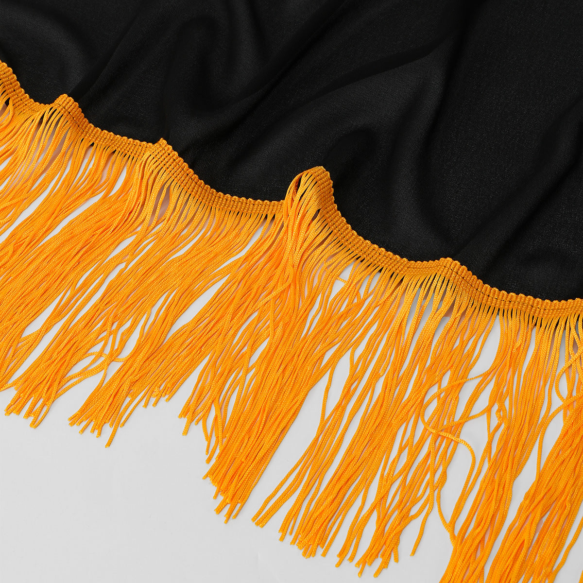 SW156  Plain Gold-Trim Tassel Chiffon Hijab