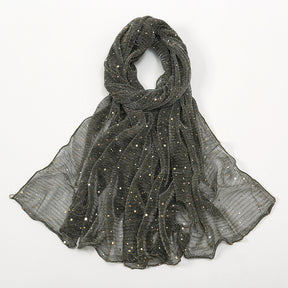 VS668 sequin Gold and silver silk hijab scarf