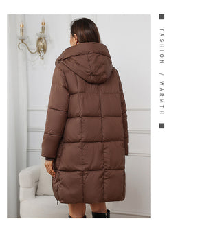 W1836  Women's Hooded Mid-Length Slim Winter Cotton-Padded Coat