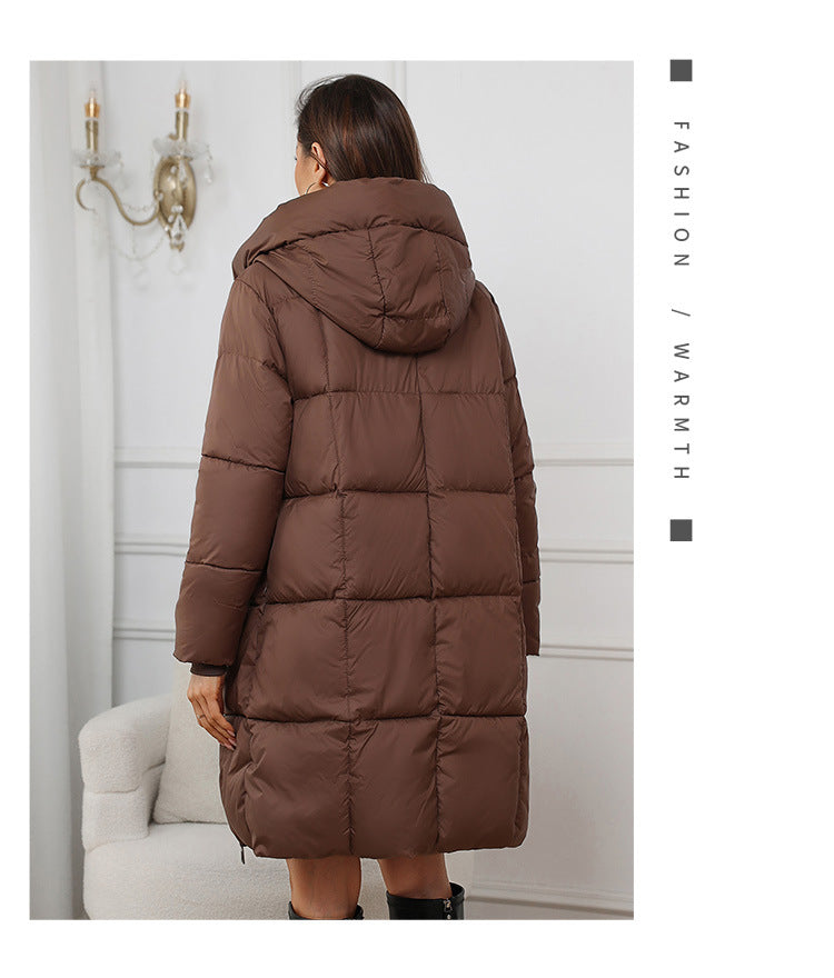 W1836  Women's Hooded Mid-Length Slim Winter Cotton-Padded Coat