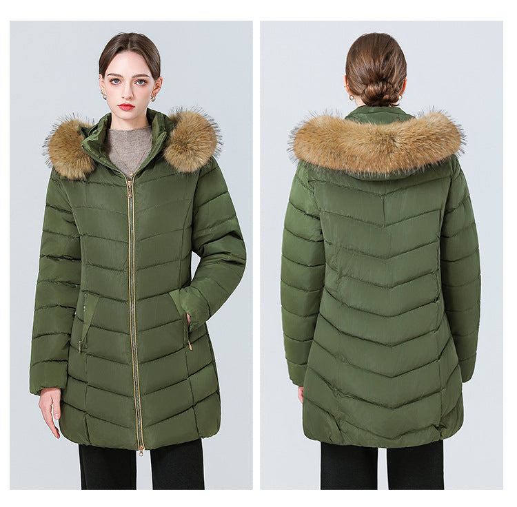 YAXF-8809  Women's Mid-Length Slim Winter Cotton-Padded Puffer Jacket