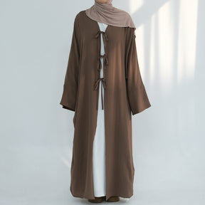 LR883  Tie-Waist Open-Front Polyester Dress