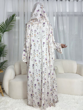 SMYH  Art Print Batwing Sleeve Cardigan Loose Abaya