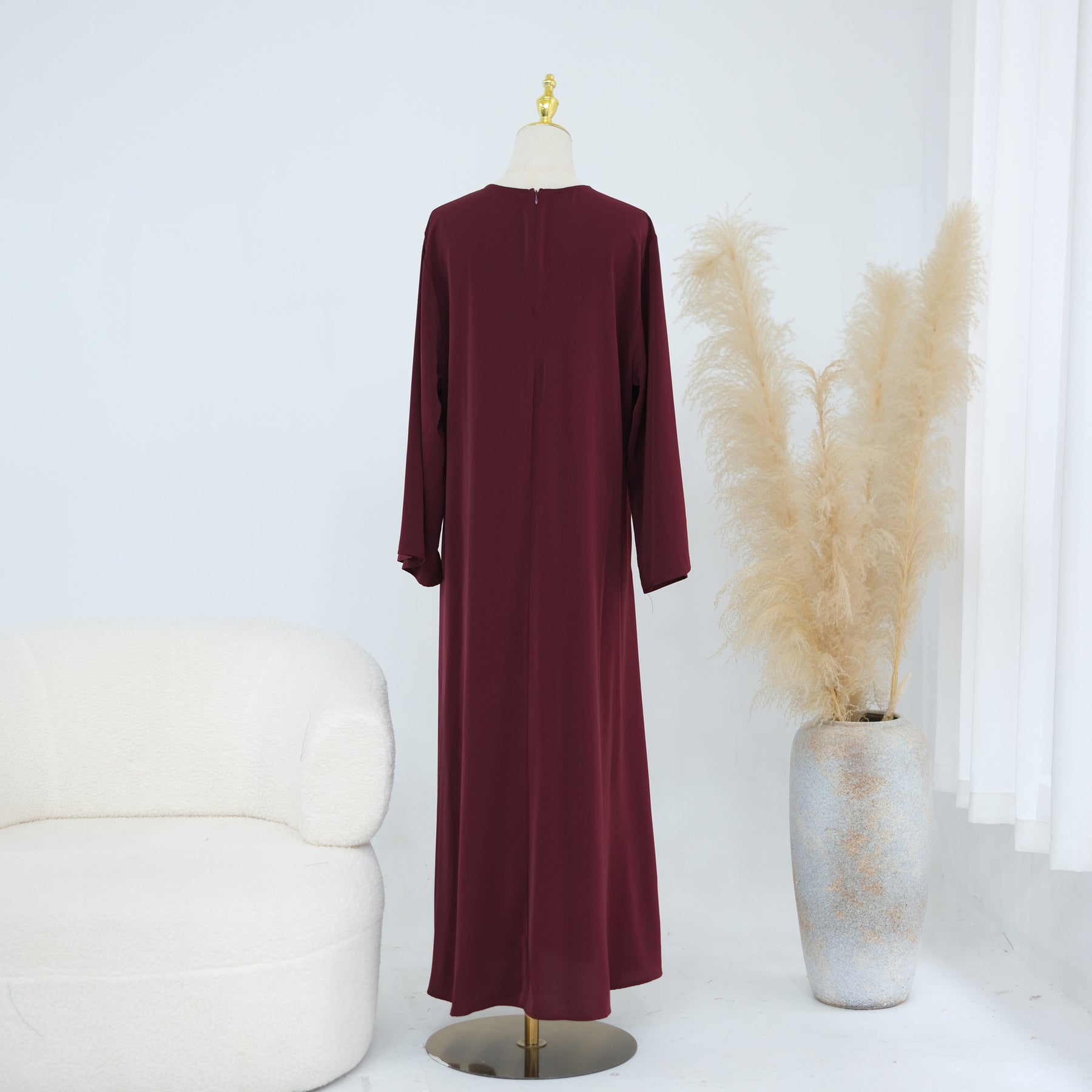 LR1189  3D Floral Open Abaya + Nida Inner Layer + Hijab Set