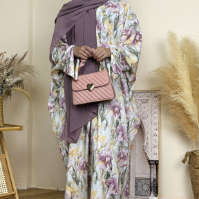 SMYH  Slim-fit Casual Long Versatile Printed Abaya + Hijab Set