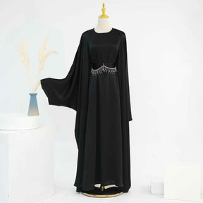 LR806  Elegant Abaya Two-Piece Set + Crystal Chain