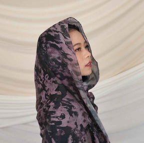 MD017  Modal Polyester Cotton Blend Floral Tie-Dye Single-Needle Hijab