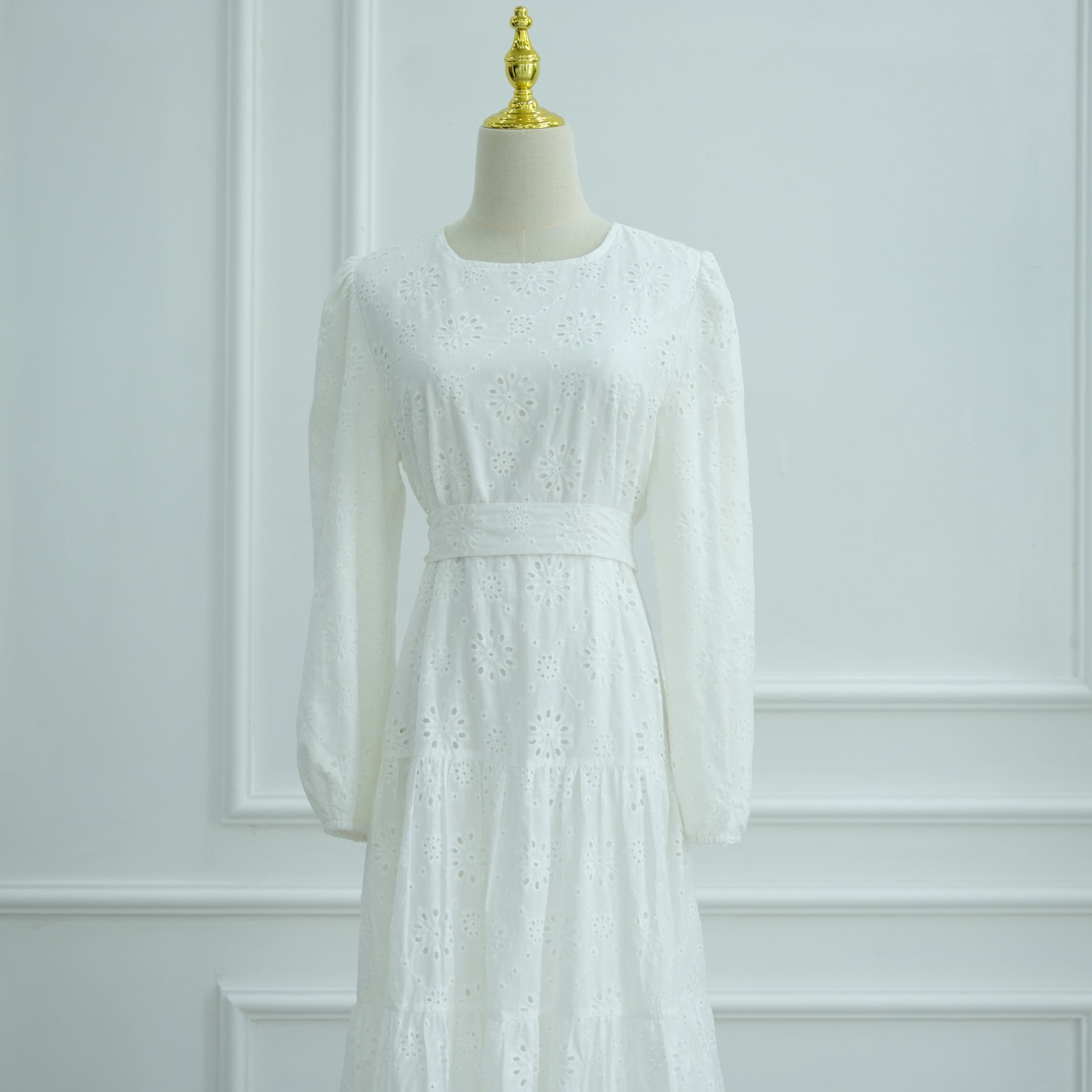LR1066  Pure Cotton Embroidery Abaya Floral Dress