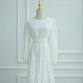 LR1066  Pure Cotton Embroidery Abaya Floral Dress
