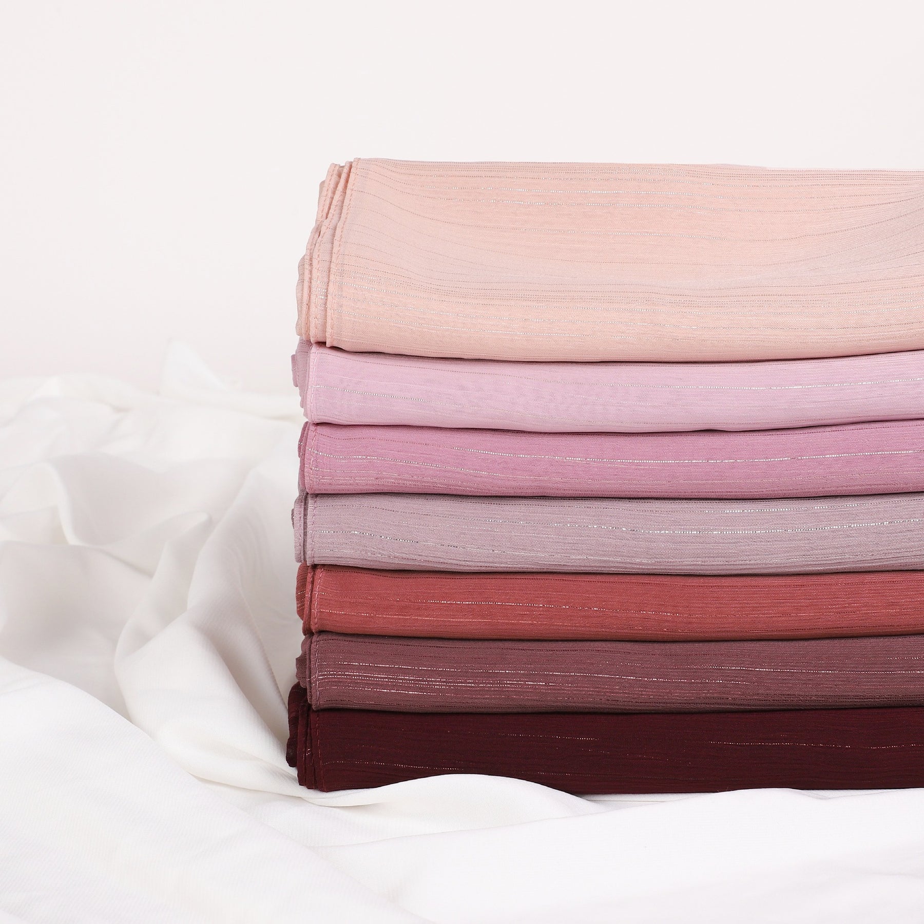 YZ375  Plain Silver Thread Crinkled Chiffon Hijab