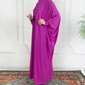 abaya 001 Arabian robe one-piece hooded solid color bat sleeves plus size dress abaya