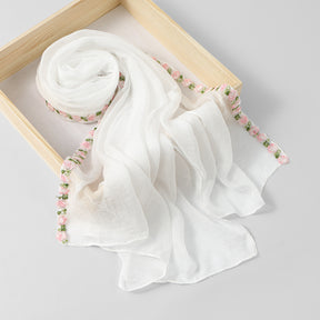 SW141  Plain Chiffon Rose Embroidered Hijab
