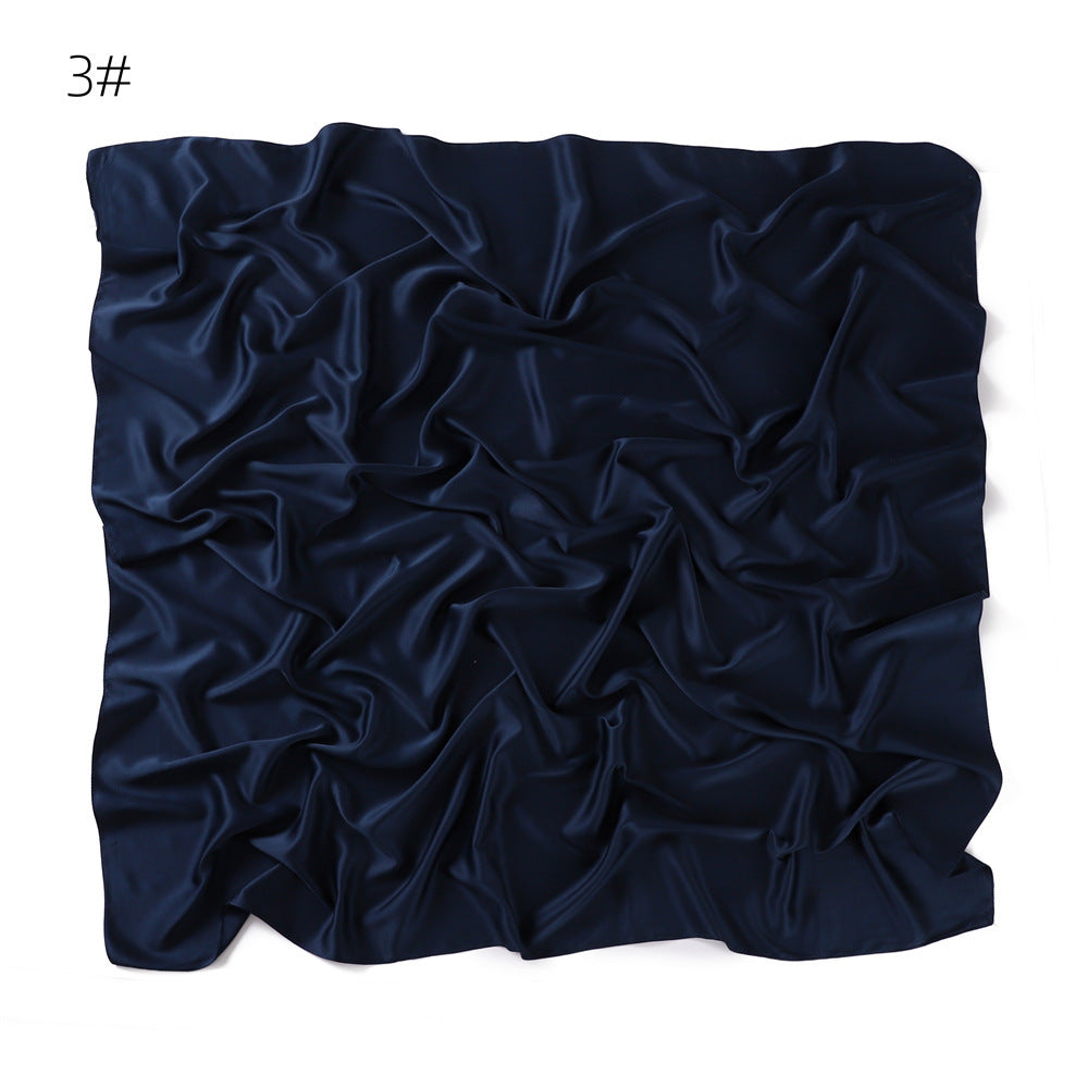 YZ190   90cm matte color ding imitation silk satin solid color square scarf shawl scarf dual purpose scarf scarf woman