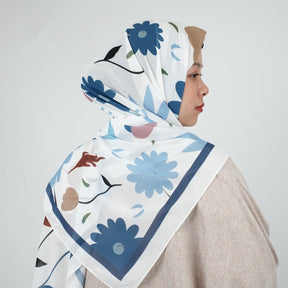 bf006 Hijab de gasa con estampado geométrico floral fresco y lindo, hijab/hijab estampado tudung