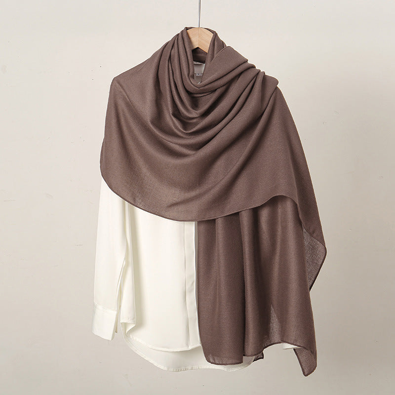 VS814 New retro solid color cotton and linen scarf for women