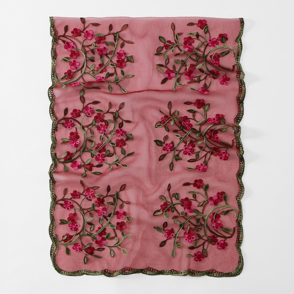 VE154  Nylon Embroidered Breathable Lightweight Hijab
