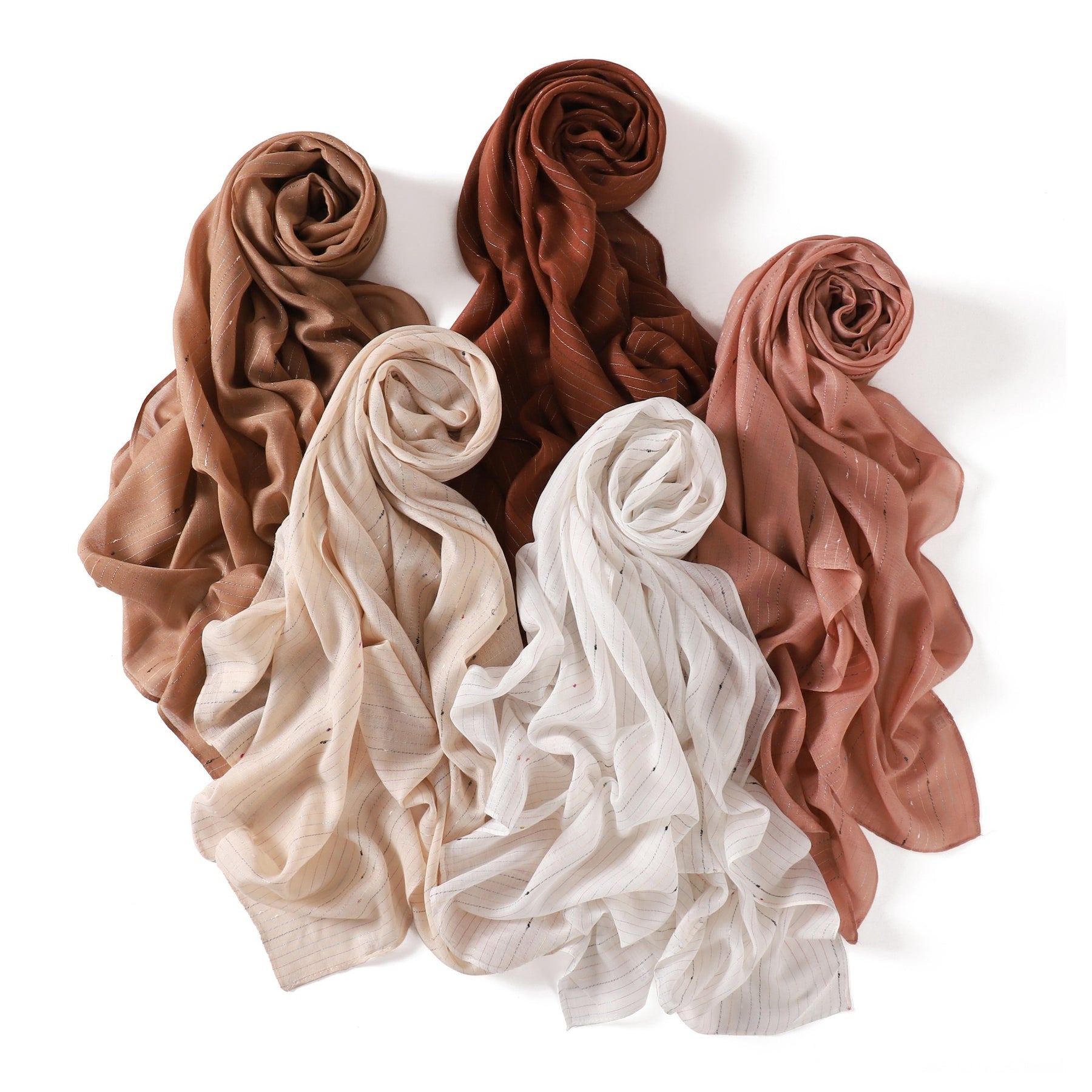 YZ340  Plain Striped Color Thread Polyester Hijab