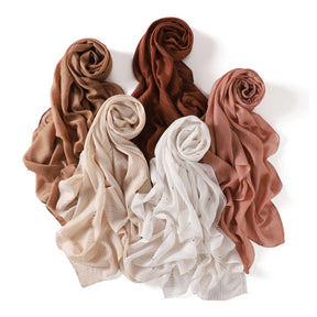 YZ340  Plain Striped Color Thread Polyester Hijab