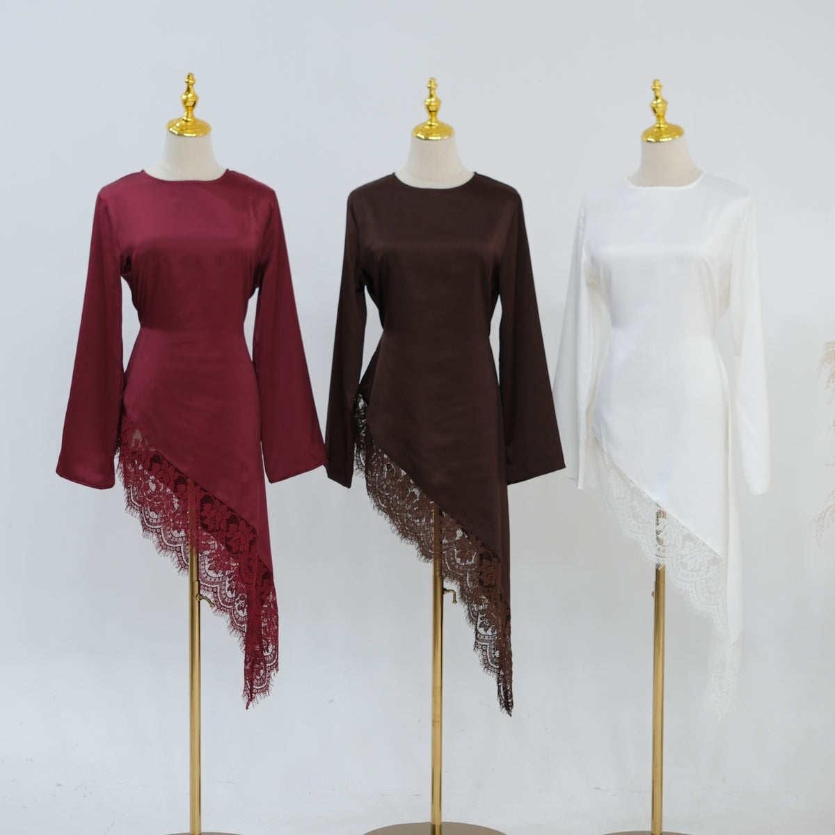 LR1180&LR1185  Back-Tie Waist-Cinched Viscose Long Sleeve Top + Skirt Set-Skirt Set - Mix & Match Set