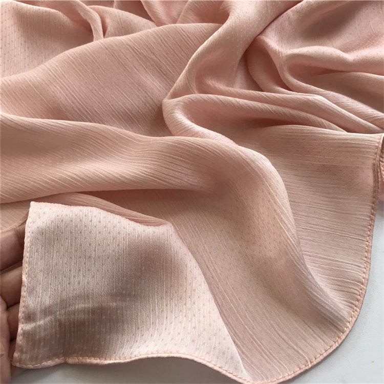 WJA35 Wrinkled Chiffon Solid Color Shawl