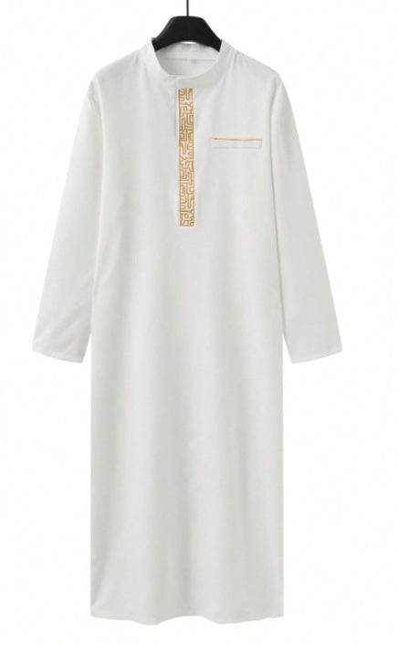 524859  Men's long-sleeve embroidered stand-collar long shirt