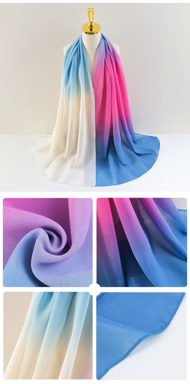 YW236 Gradation Color Chiffon Hijab for Elegant Style