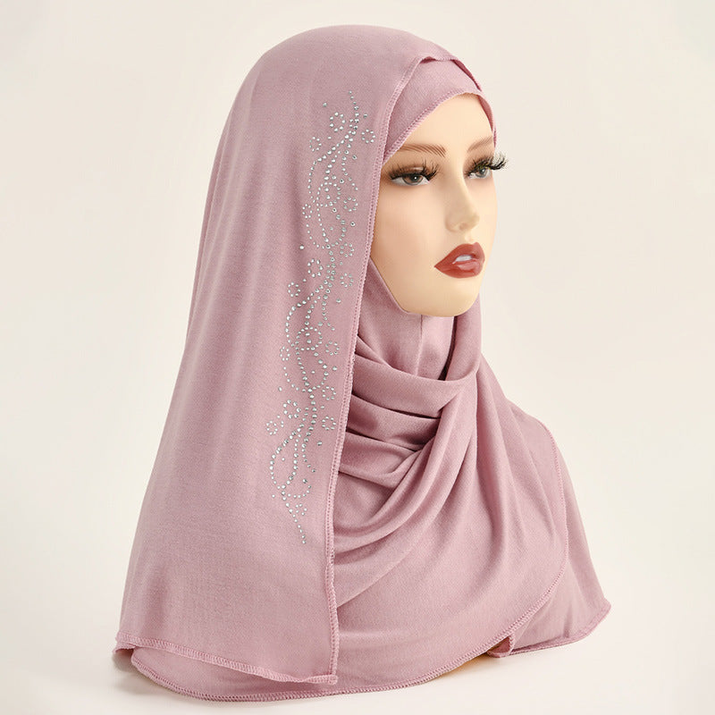 RS049  Mercerized cotton glass diamond hijab