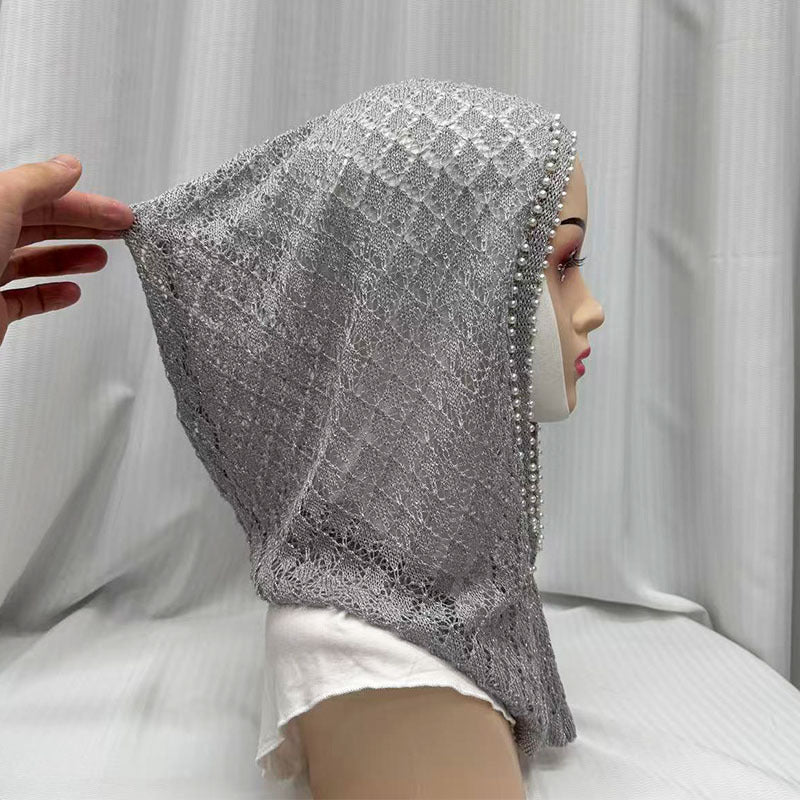 F053  Hollow-out Shiny Thread Beaded Headwrap Jersey Cap