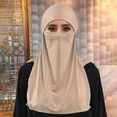 MSL095 Crystal hemp face covering solid color hijab cap