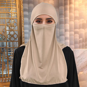 MSL095 Crystal hemp face covering solid color hijab cap