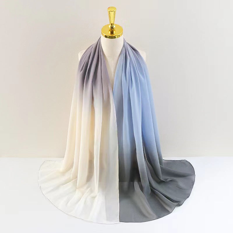 OC011  New gradual color fine chiffon large size scarf women's shawl long scarf Fashion casual scarf thin sunscreen gauze scarf