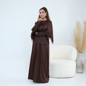 LR1178  Lace-Trim Polyester Top with Shawl & Skirt Set - Sold Separately