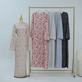 LR1324  Floral Print Plus Size Polyester Long Sleeve Dress - No Hijab