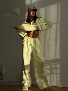C56300  Women's Oversized Half-Zip Sweatshirt & Drawstring Sweatpants Set
