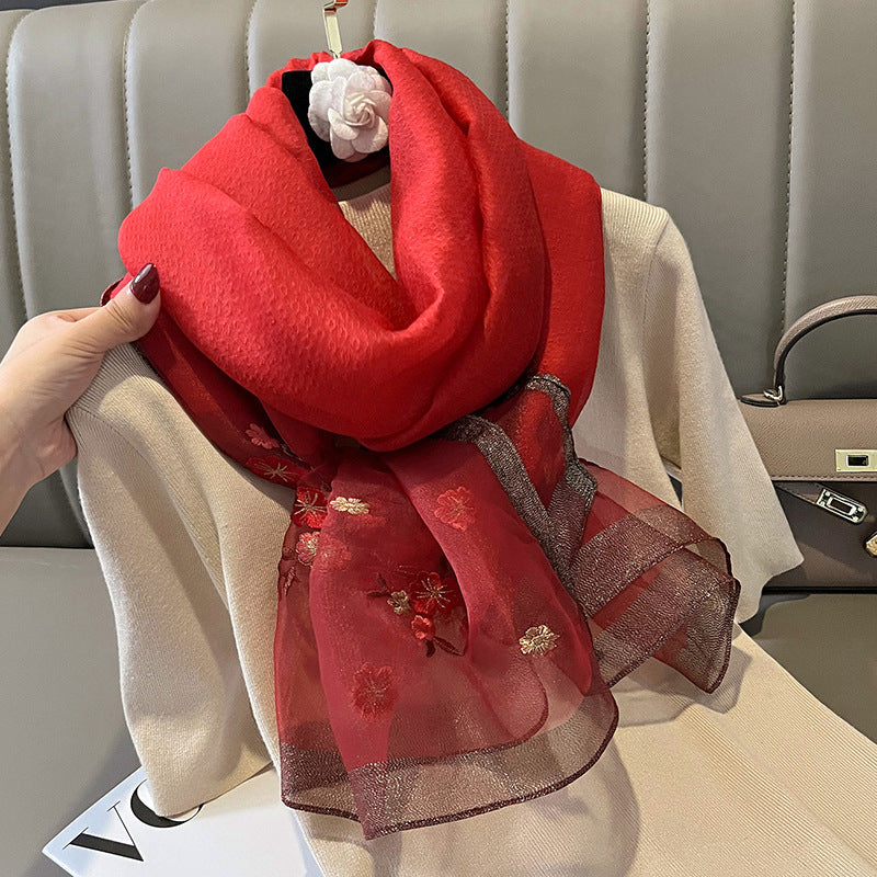 WJ003  Fashion silk blend  autumn and winter warm scarf fashion high-end long shawl print scarf outside