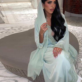 MQ255  Elegant Lace Trim Long Dress Cardigan