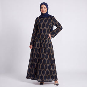 LR1095  Women's Plus Size Long Sleeve Full Embroidery Dress